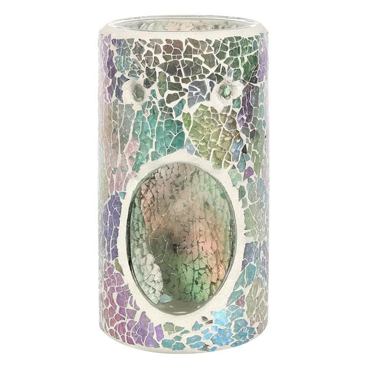 Iridescent Blue Crackle Glass Oil Burner | Mosaic Wax Warmer