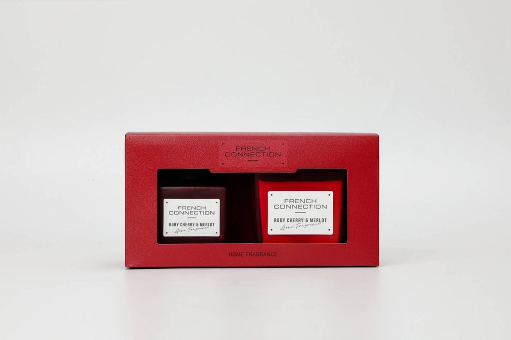 Square Cherry & Merlot Candle and Reed Diffuser Set