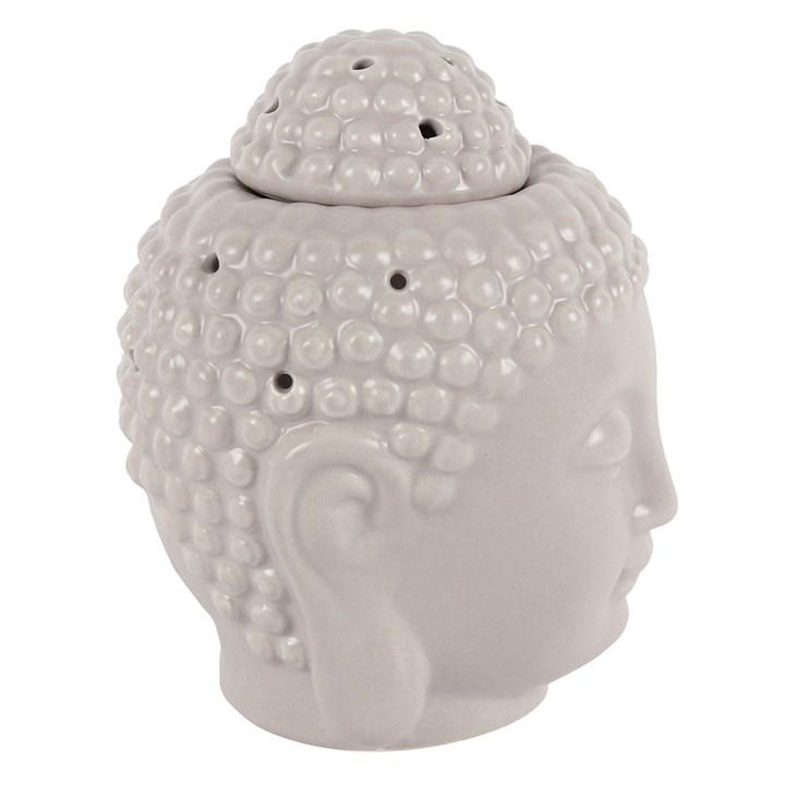 Grey Ceramic Buddha Head Oil & Wax Burner  | Meditation Home Decor Gift