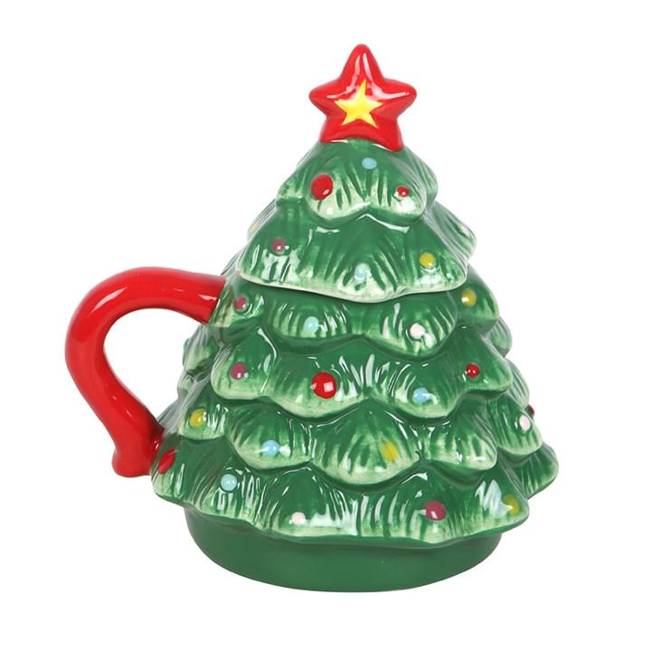 Vintage Christmas Tree Mug with Lid