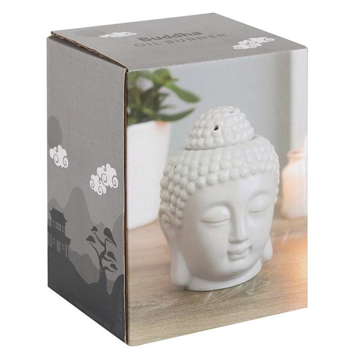 Grey Ceramic Buddha Head Oil & Wax Burner  | Meditation Home Decor Gift