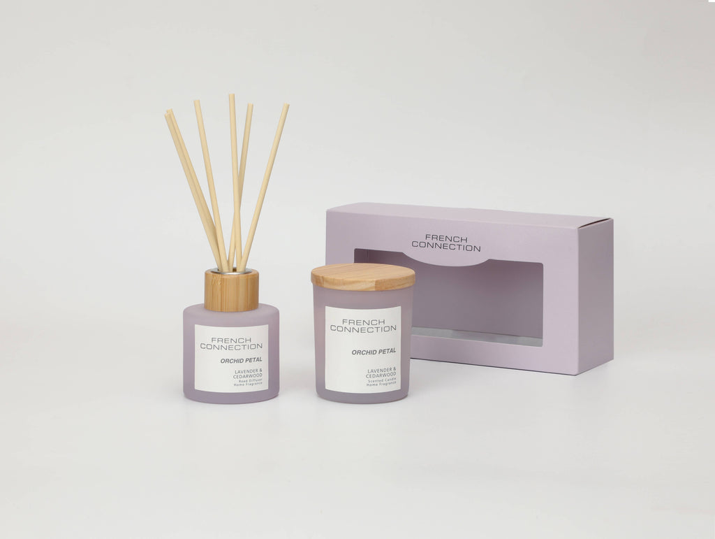 Pastel Orchid Petal Candle & Reed Diffuser Gift Set