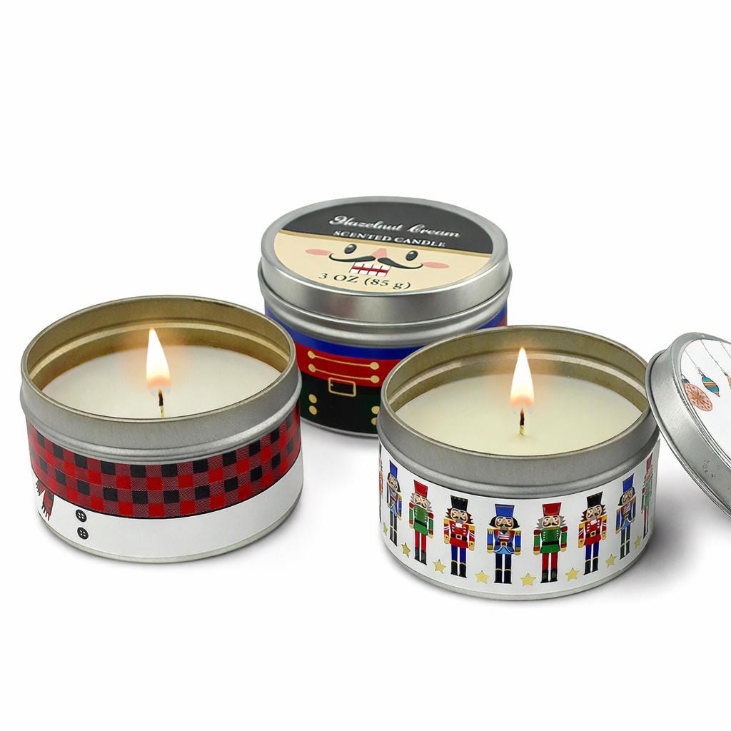 Christmas Nutcracker Scented Candle Gift Set | Banana Nut Bread, Bourbon Pecan Pie & Hazelnut Cream