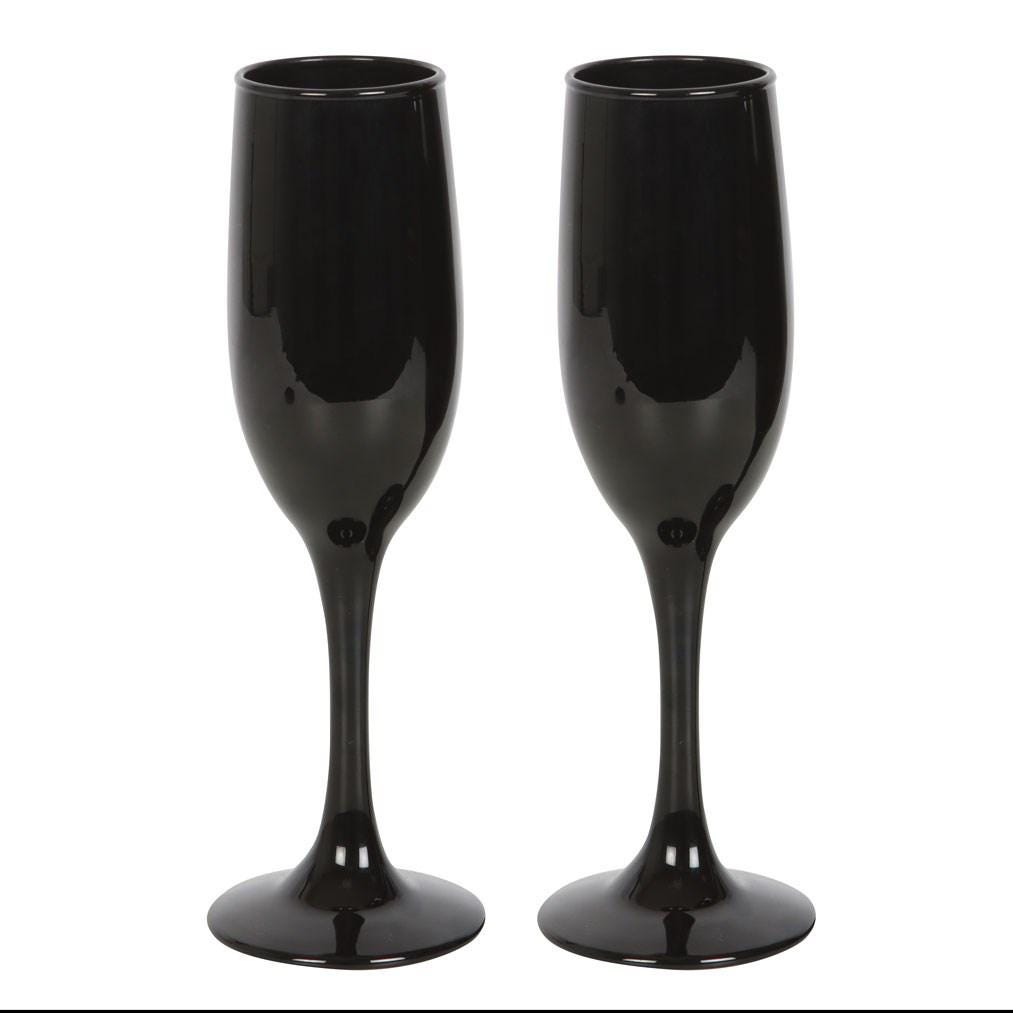 Til death do us party black and gold champagne flutes - Twin pack