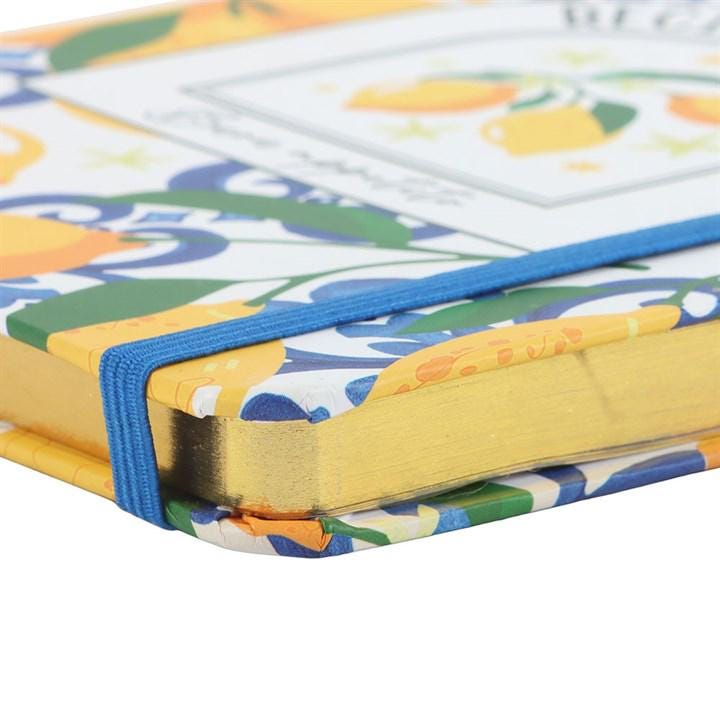 Italian Lemon Print A5 Recipe Journal, Mediterranean Kitchen Notebook, Food Lover Gift