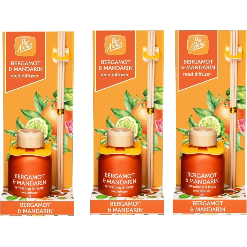 Pan Aroma Bergamot & Mandarin 50ml Reed Diffuser Pack of 3