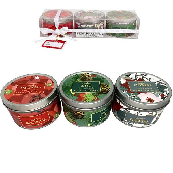 Holiday Floral Candle Gift Set | Winter Magnolia, Cedar & Fig, Snow Flowers