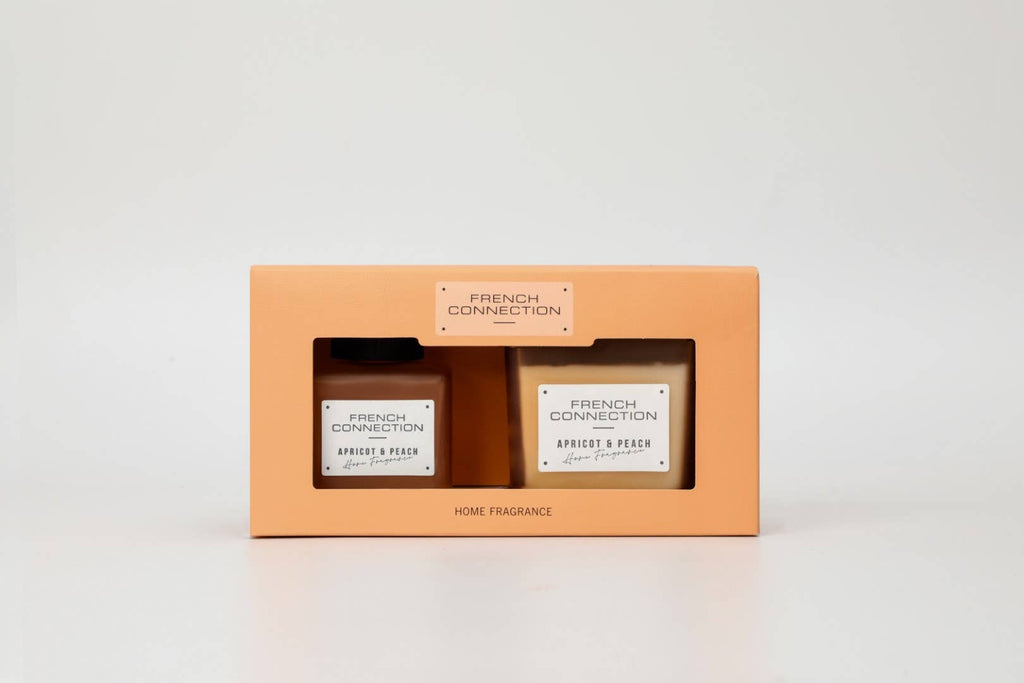 Square Apricot & Peach Candle and Reed Diffuser Set