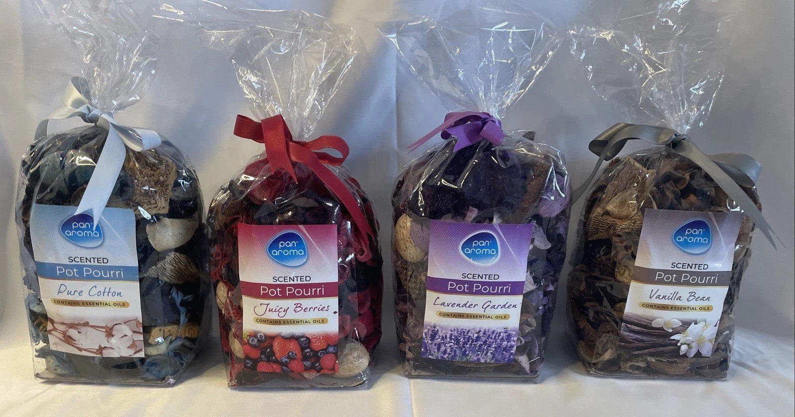 Pan Aroma Set of 4 180g Packs Pot Pourri Berries, Cotton, Lavender & Vanilla