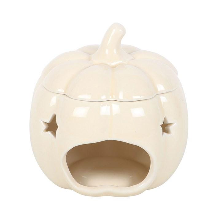 Autumn Magic Pumpkin Oil Burner • Ceramic Pumpkin Wax Melt Warmer • Star Cutout