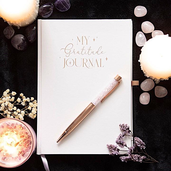 My Gratitude Journal with Rose Quartz Pen | Mindfulness & Self Care Journal
