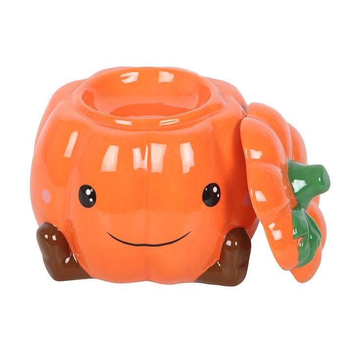 Smiling Ceramic Pumpkin Oil Burner & Wax Melter |  Autumn Home Fragrance Burner |
