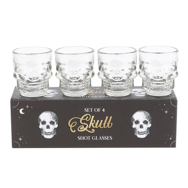 Set of 4 Skull Shaped Shot Glasses | Barware Gift Set