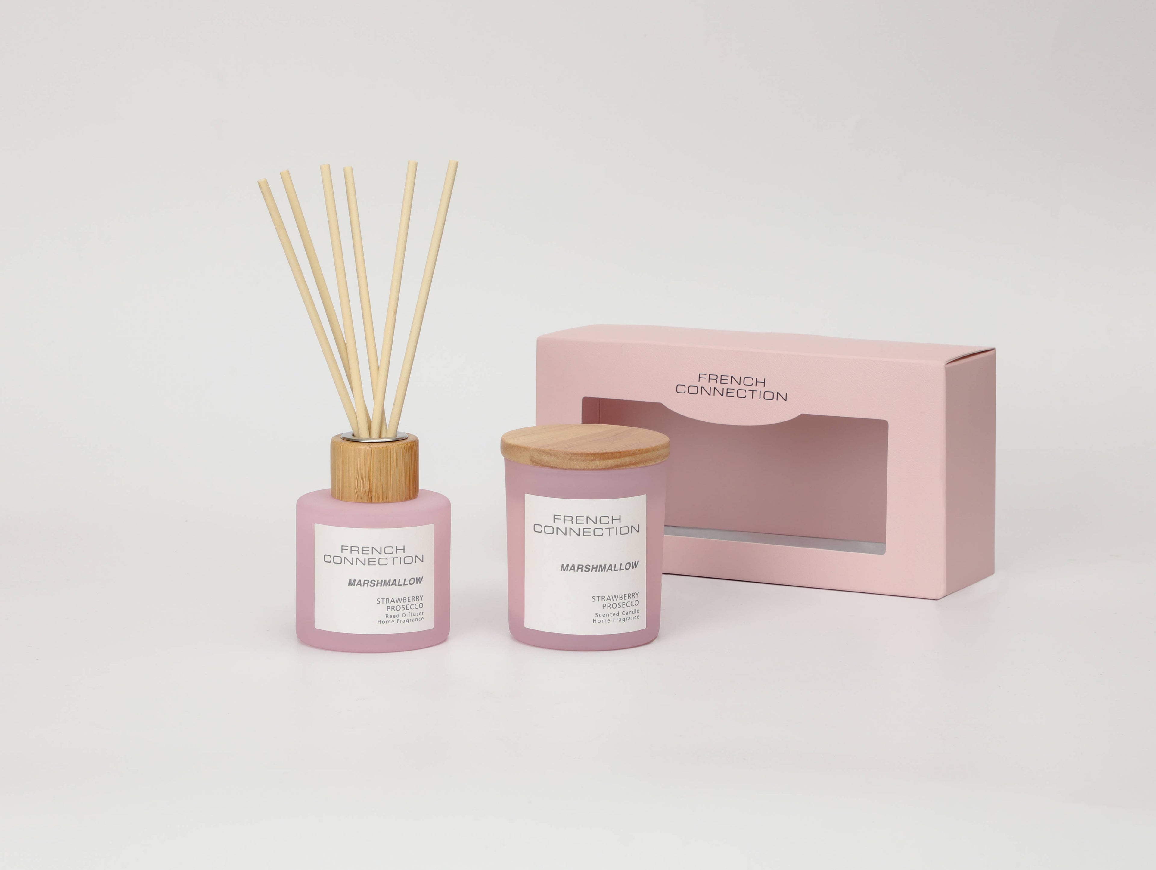 Pastel Strawberry Prosecco Candle & Reed Diffuser Set