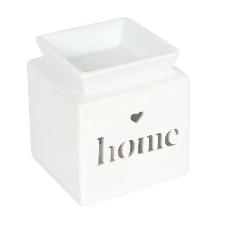 White Home Cutout Ceramic Oil Burner & Wax Melter | Minimalist Home Décor Gift