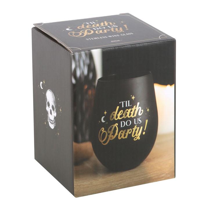 Till Death Do Us Party  Black Stemless Wine Glasses – Twin Pack