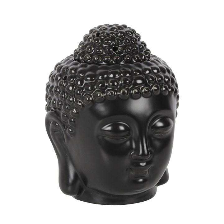 Black Ceramic Buddha Head Oil & Wax Burner | Meditation Home Decor