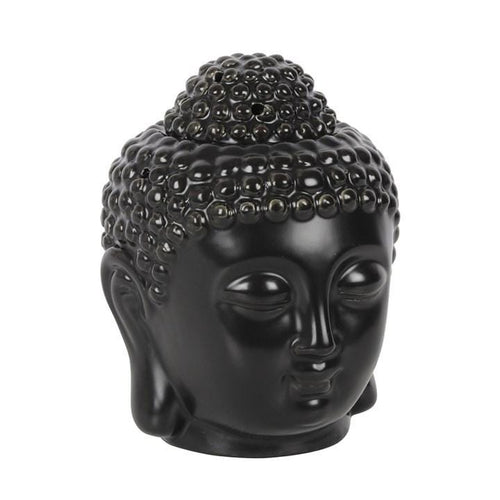 Black Ceramic Buddha Head Oil & Wax Burner | Meditation Home Decor