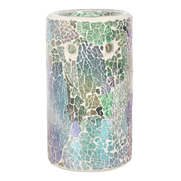Iridescent Blue Crackle Glass Oil Burner | Mosaic Wax Warmer
