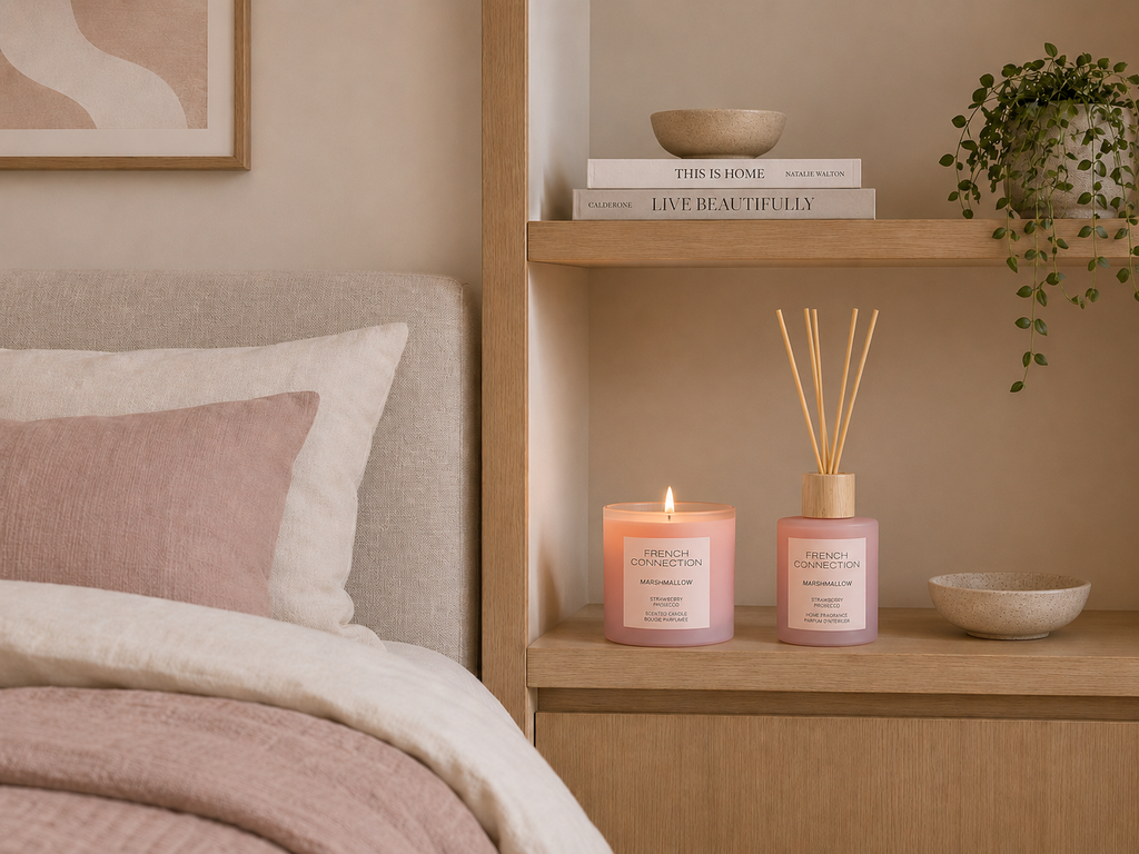 Pastel Strawberry Prosecco Candle & Reed Diffuser Set