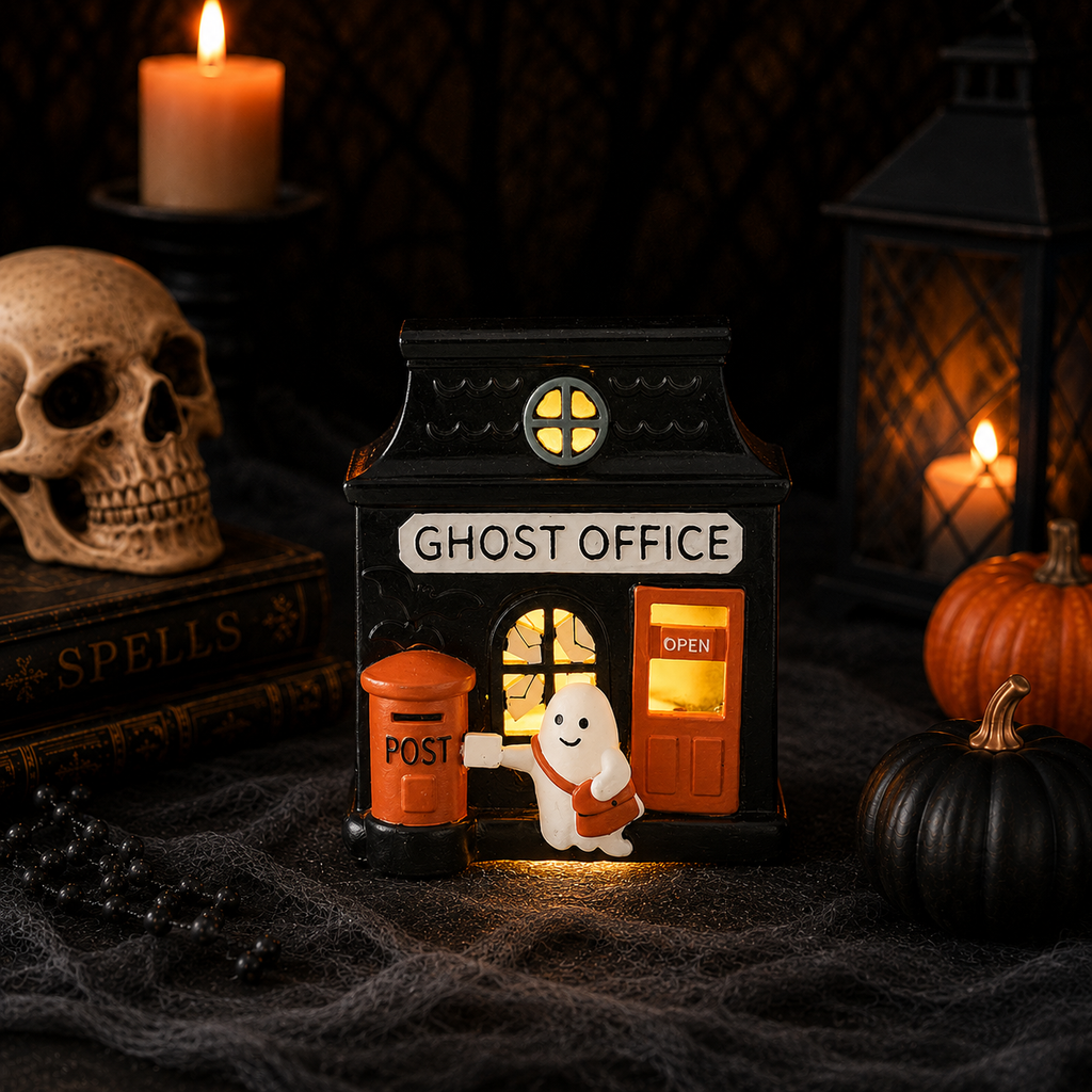 Ghost Office LED Light Up Decoration | Spooky Halloween Village Decor