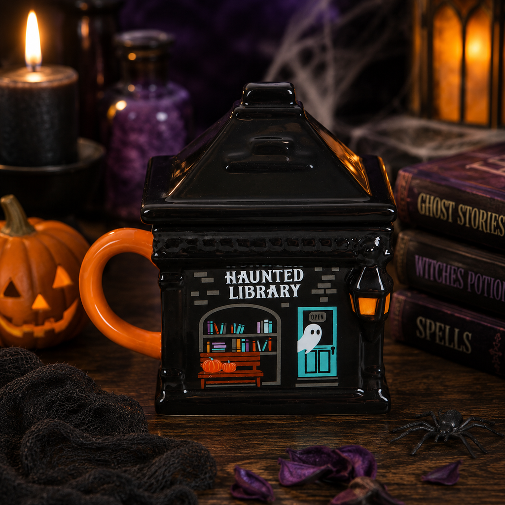 Something Different Haunted Library Lidded Ceramic Mug | Halloween Gift