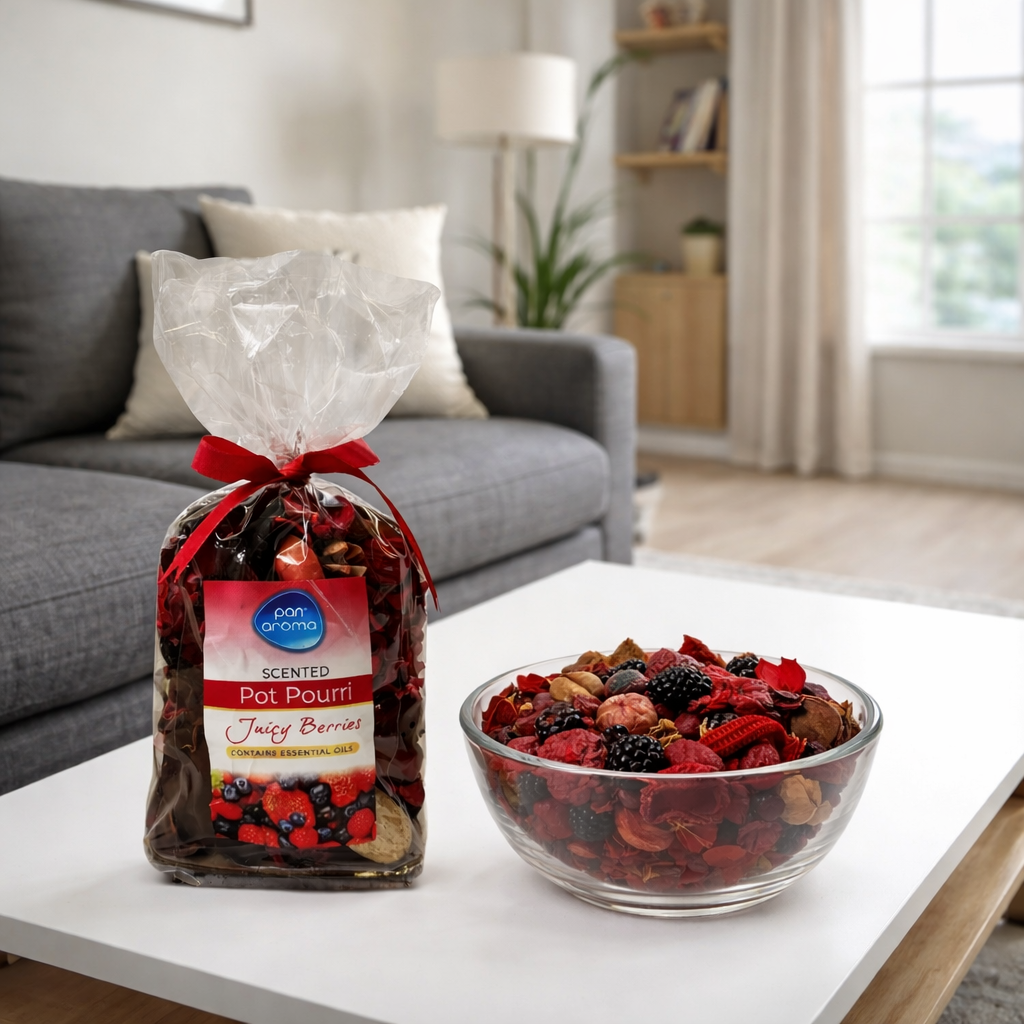 Pan Aroma Set of 4 180g Packs Pot Pourri Berries, Cotton, Lavender & Vanilla
