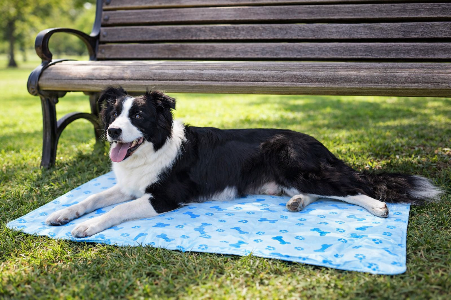 Smart Choice Large Pet Cooling Mat 70 x 110cm for Dogs & Pets with Blue Paw & Bone Pattern