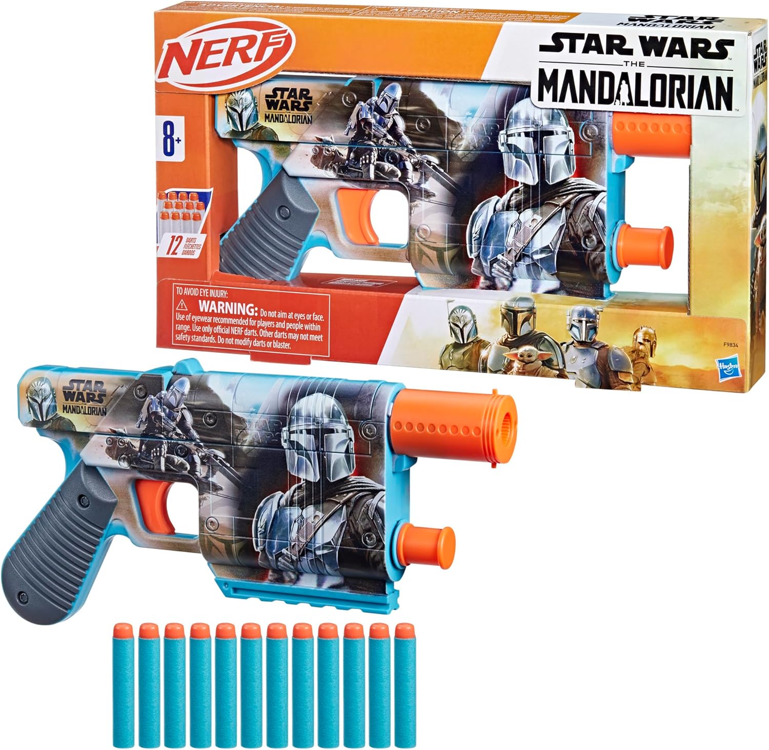 Hasbro NERF Star Wars The Mandalorian Dart Blaster with 12 Elite Darts