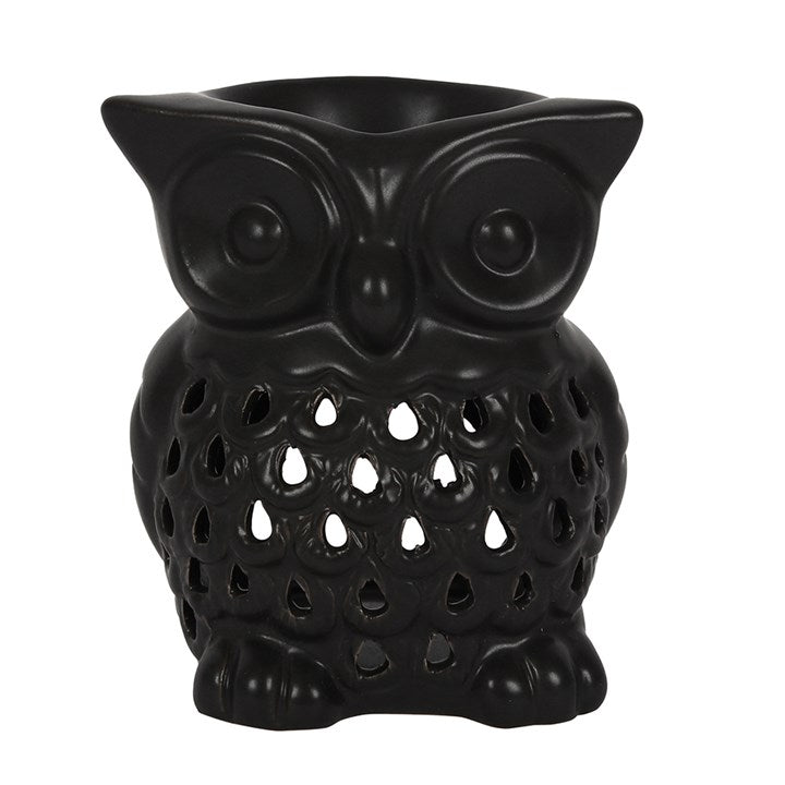 Black Ceramic Owl Tealight Oil Burner & Wax Melt Warmer