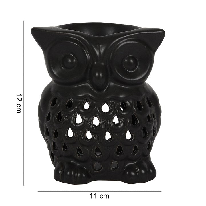 Black Ceramic Owl Tealight Oil Burner & Wax Melt Warmer