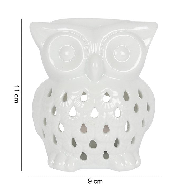 White Ceramic Owl Tealight Oil Burner & Wax Melt Warmer
