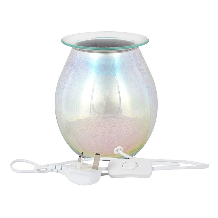 3D Geometric Flower Electric Aroma Lamp | Light Up Wax Melt Warmer | Glass Pattern Oil Burner Gift