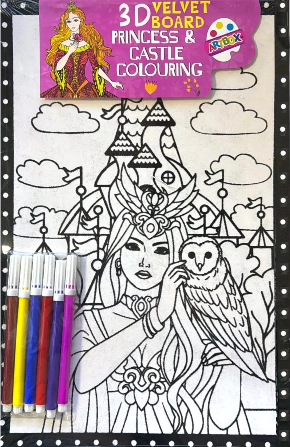 Artbox 3D Velvet Board Colouring Set – Princess & Unicorn