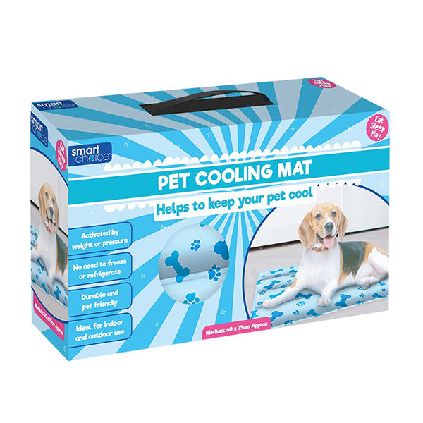 Smart Choice Medium Pet Cooling Mat 60 x 75cm with Blue Paw & Bone Pattern