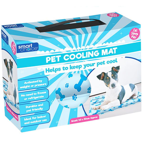 Smart Choice Small Pet Cooling Mat 40 x 50cm with Blue Paw & Bone Pattern