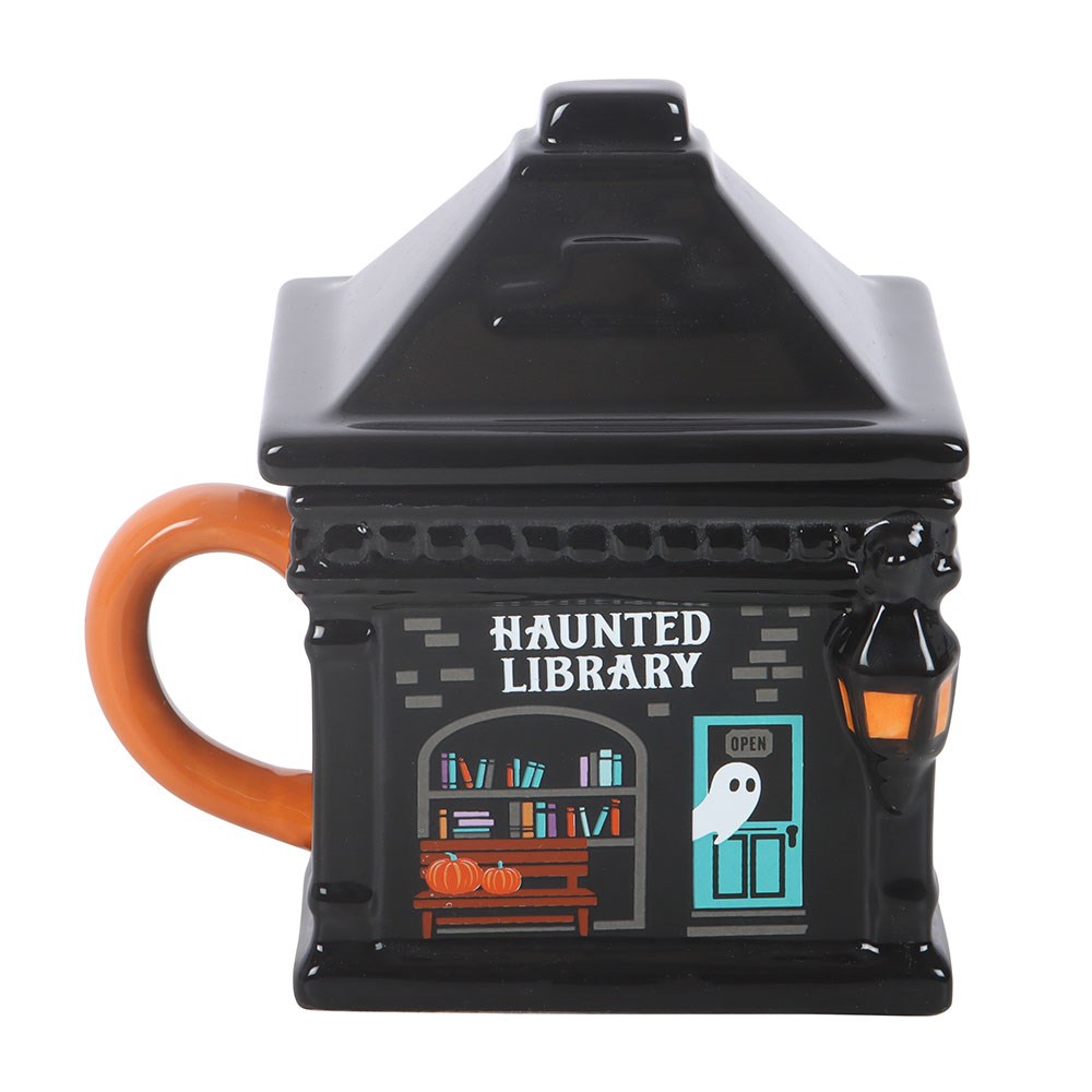 Something Different Haunted Library Lidded Ceramic Mug | Halloween Gift