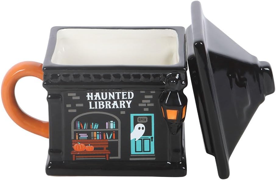 Something Different Haunted Library Lidded Ceramic Mug | Halloween Gift