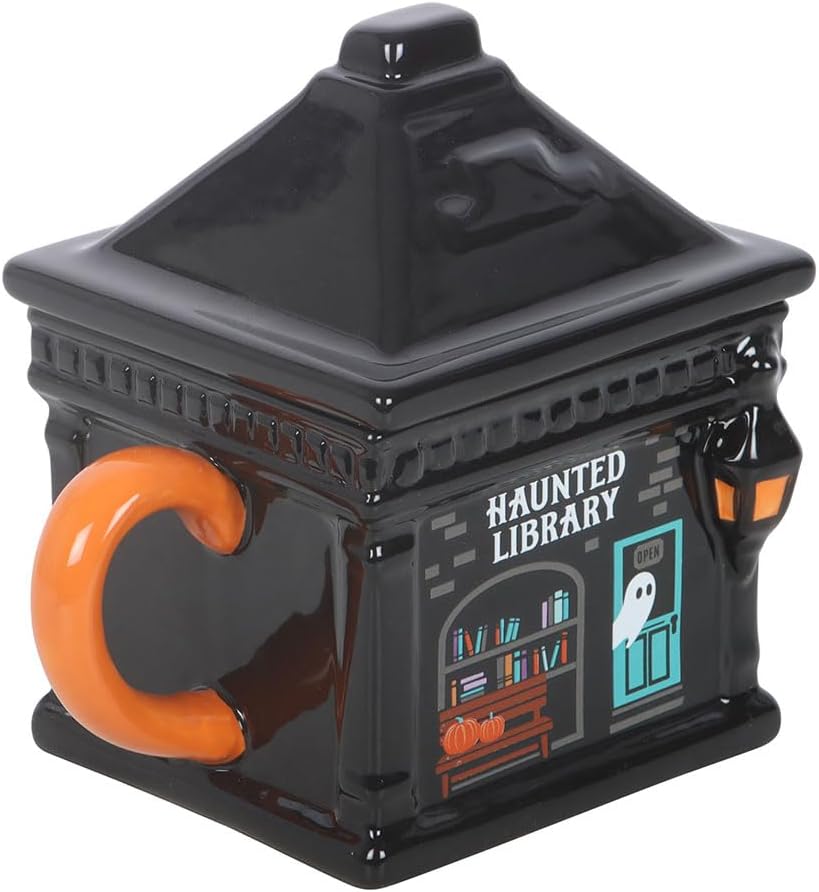 Something Different Haunted Library Lidded Ceramic Mug | Halloween Gift