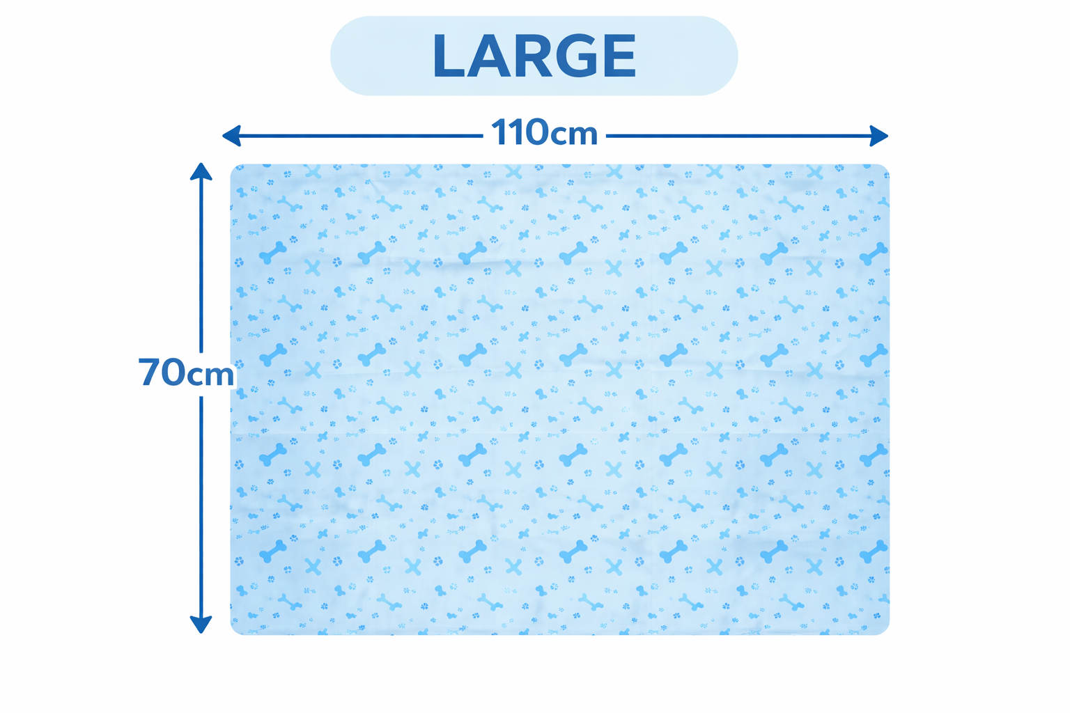 Smart Choice Large Pet Cooling Mat 70 x 110cm for Dogs & Pets with Blue Paw & Bone Pattern