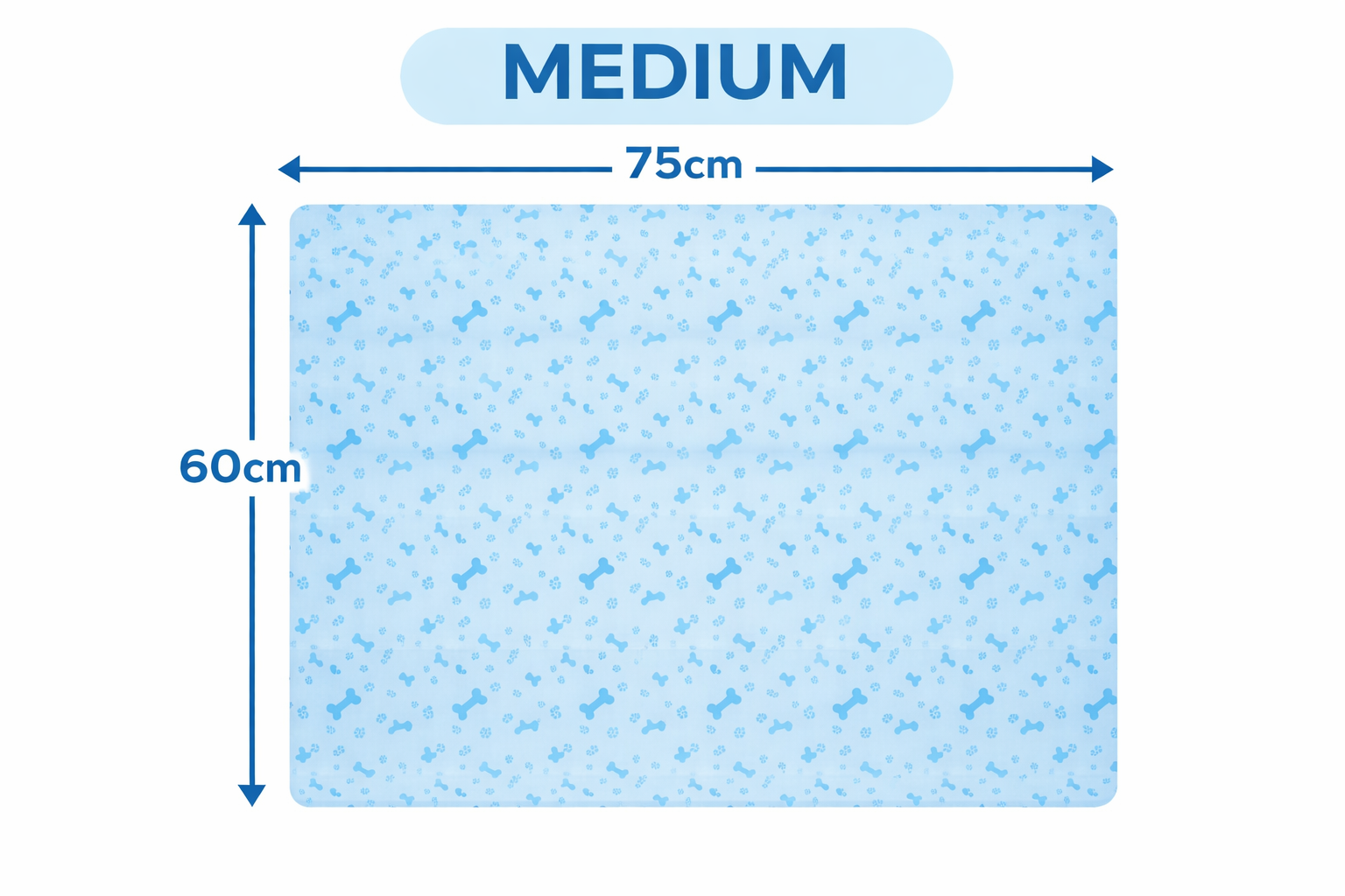 Smart Choice Medium Pet Cooling Mat 60 x 75cm with Blue Paw & Bone Pattern