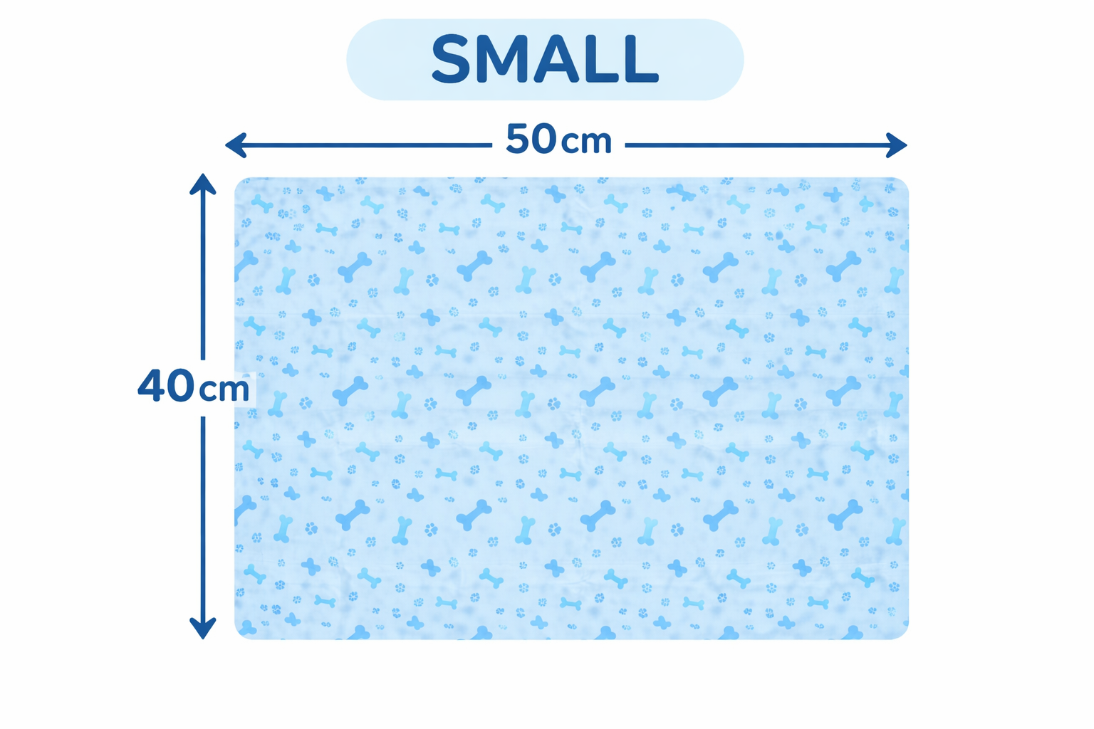 Smart Choice Small Pet Cooling Mat 40 x 50cm with Blue Paw & Bone Pattern