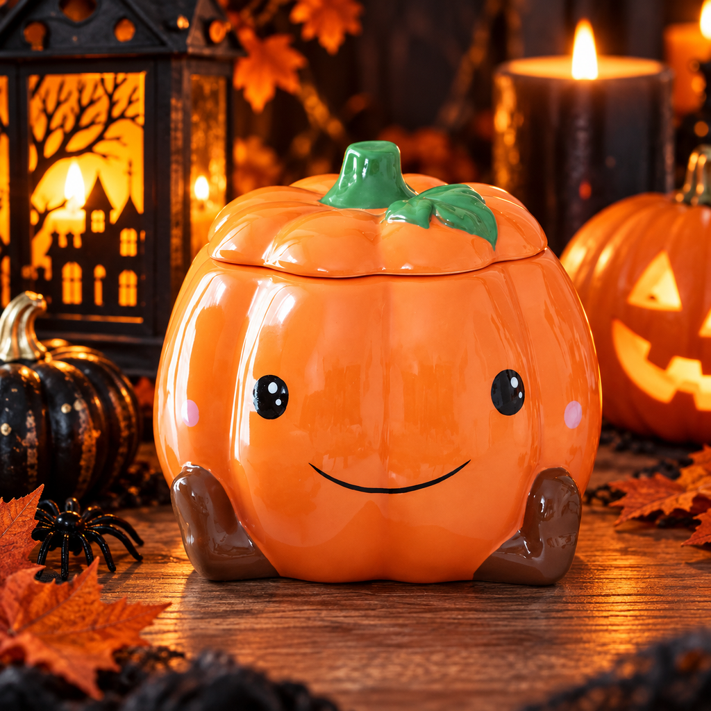 Smiling Ceramic Pumpkin Oil Burner & Wax Melter |  Autumn Home Fragrance Burner |