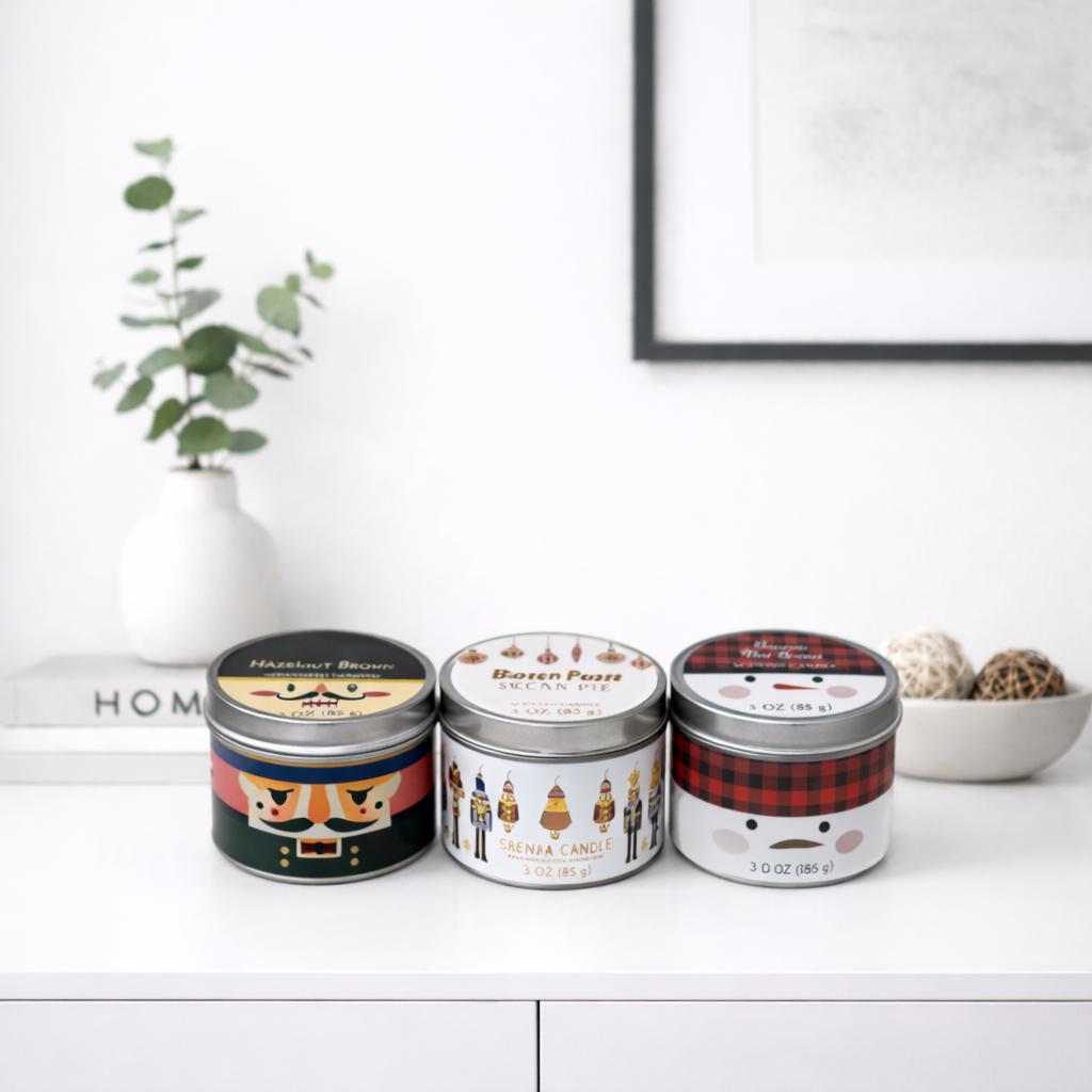 Christmas Nutcracker Scented Candle Gift Set | Banana Nut Bread, Bourbon Pecan Pie & Hazelnut Cream