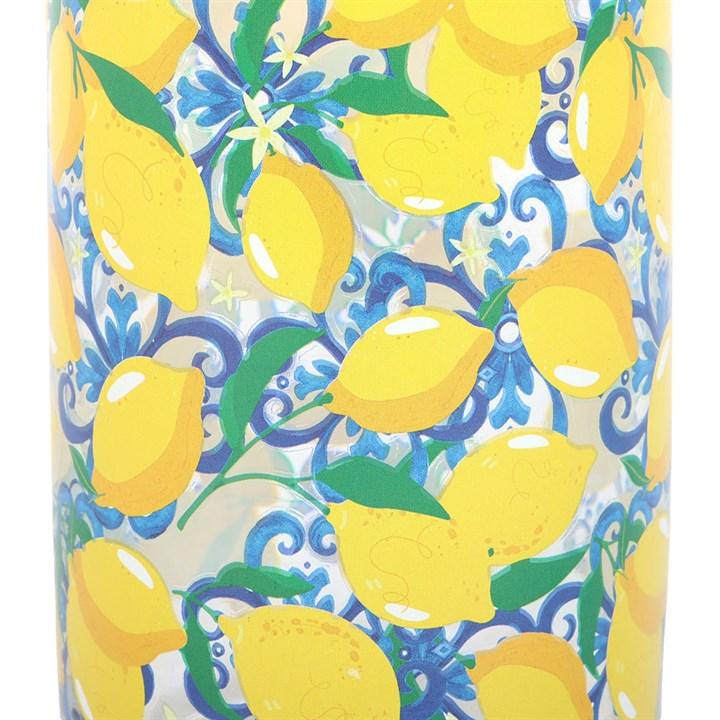 Set of 4 Citrus Can Shaped Glasses, Lemon & Orange Print Glass Set, Summer Drinkware