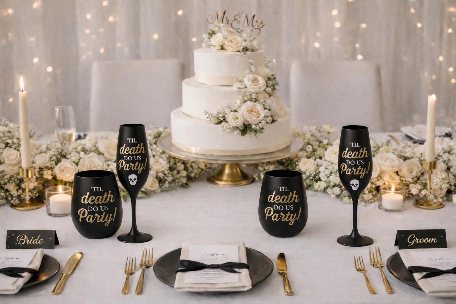 Til Death Do Us Party Glass Set | Champagne Flutes & Wine Glasses Pack