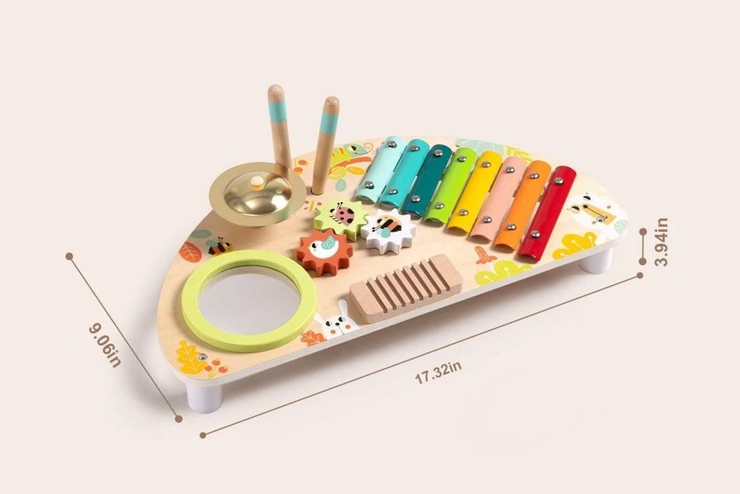 Wooden Multifunction Music Centre Toy – Montessori Musical Activity Toy for Toddlers 2 years+