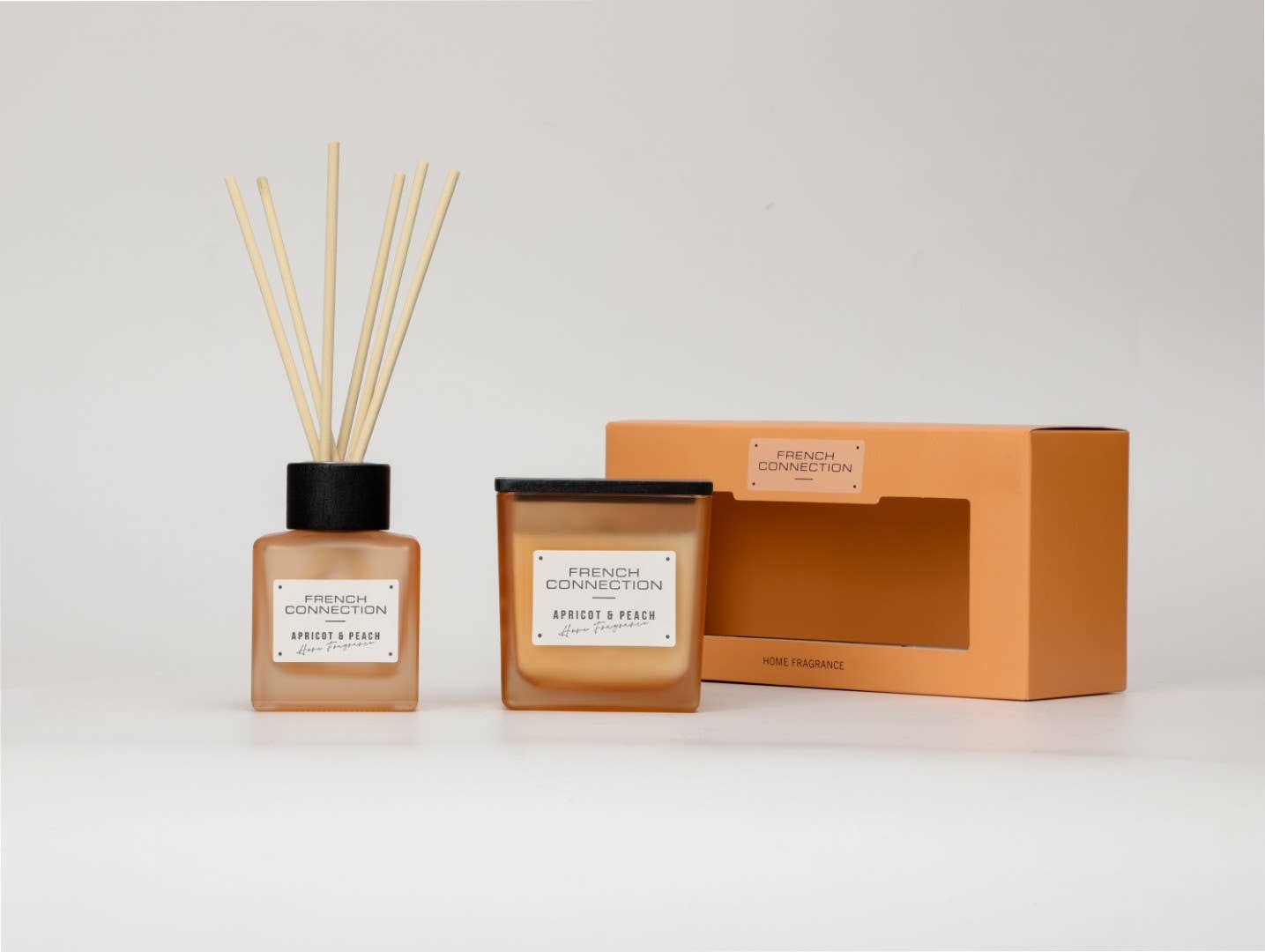 Square Apricot & Peach Candle and Reed Diffuser Set