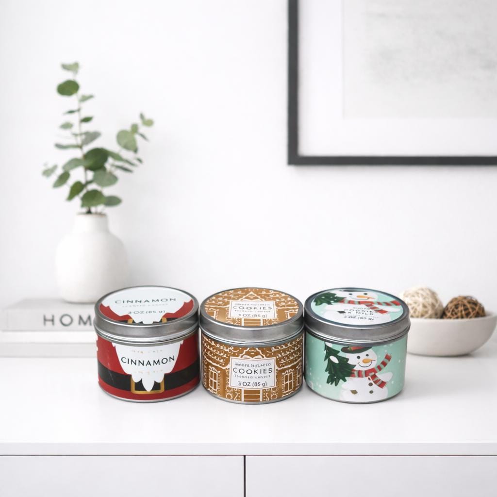 Winter Whimsy Scented Candle Gift Set | Cinnamon, Ginger Sugared Cookies & Sugar Cookies + Milk