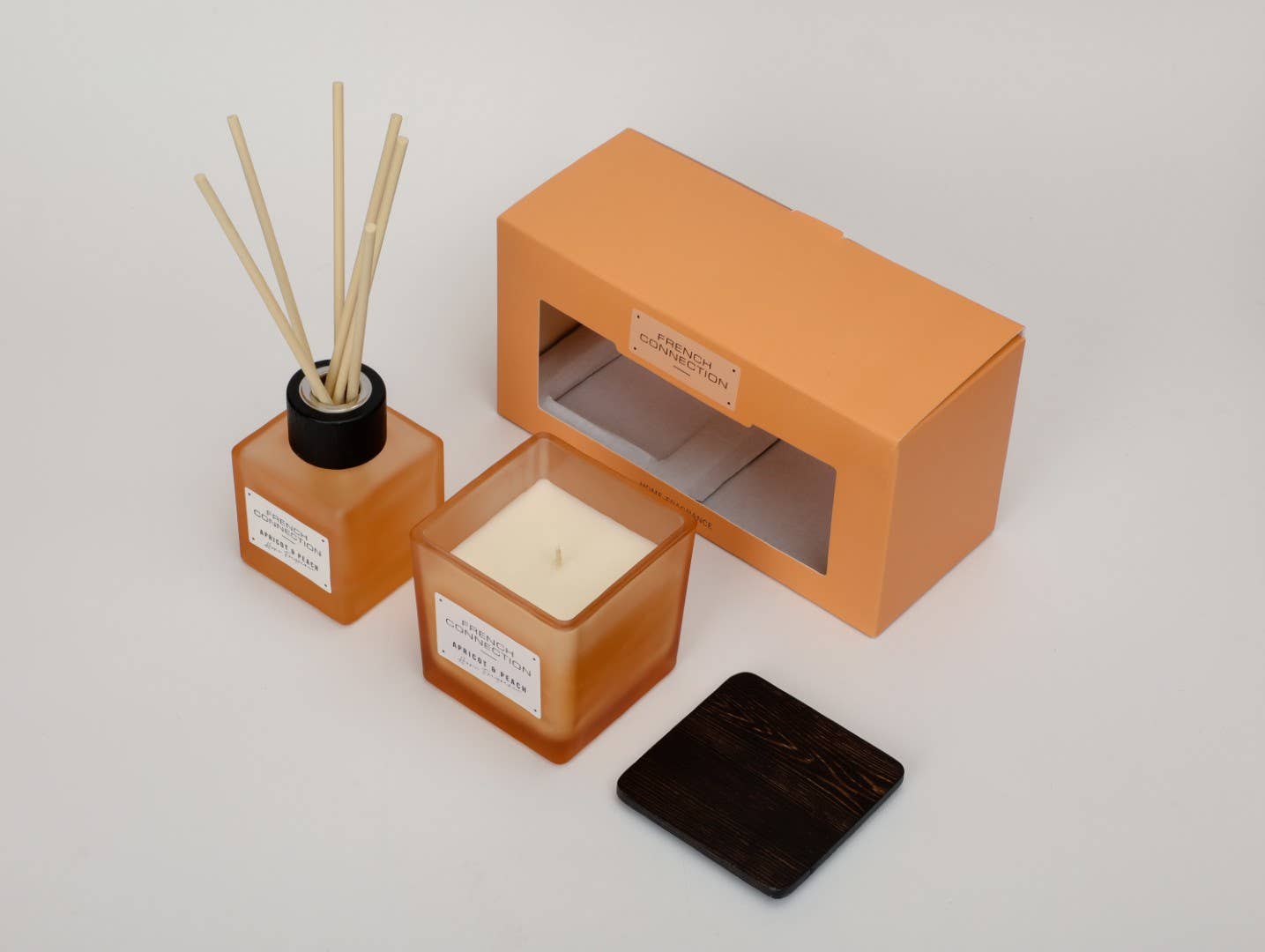 Square Apricot & Peach Candle and Reed Diffuser Set